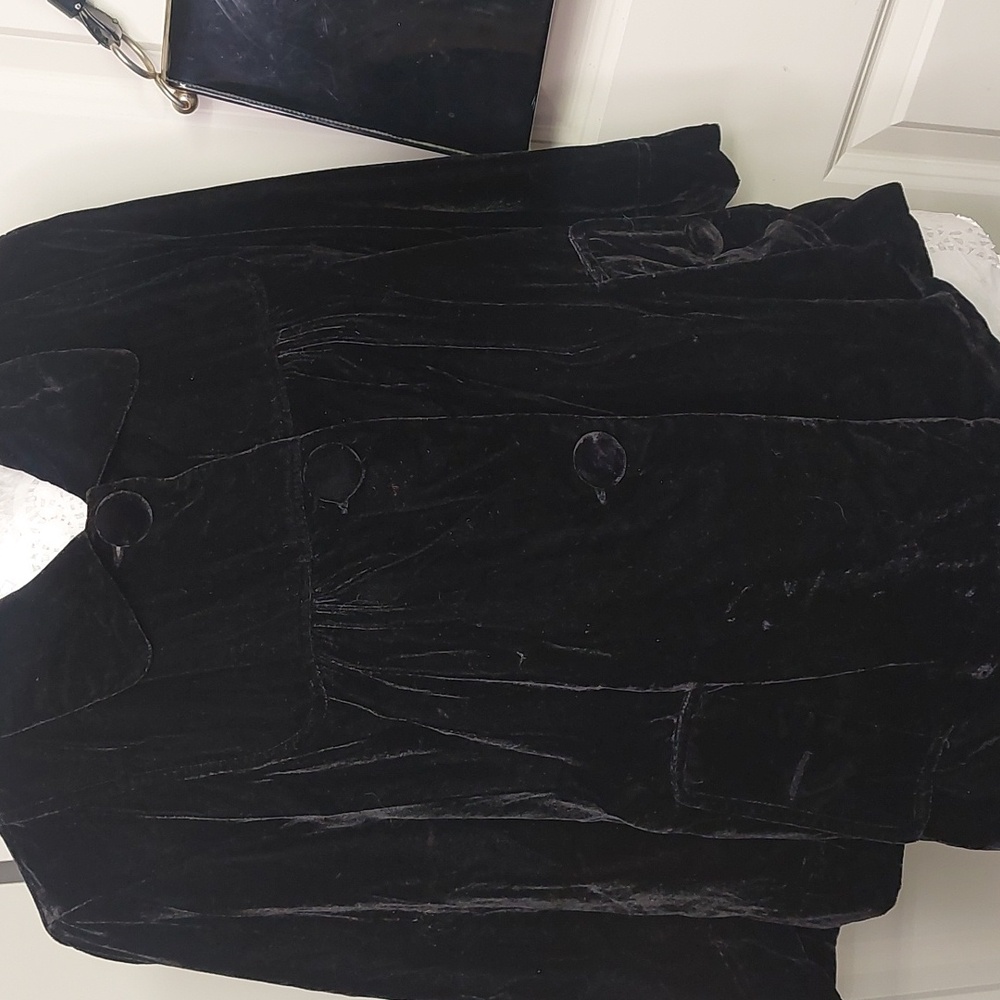 Cambridge Dry Goods Black Velvet Jacket Large - Picture 8 of 13